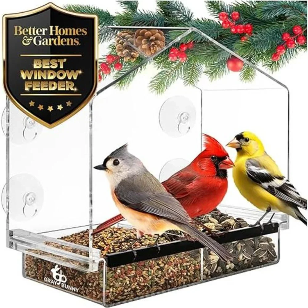 Window Bird Feeders for Outside - Large Bird House Style Window Bird Feeder